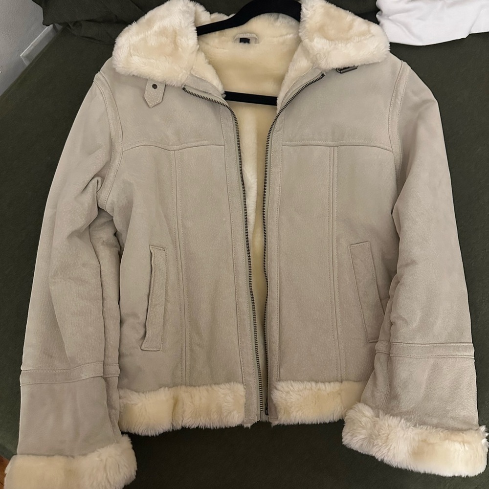 Women's Cream Faux Fur Lined Jacket